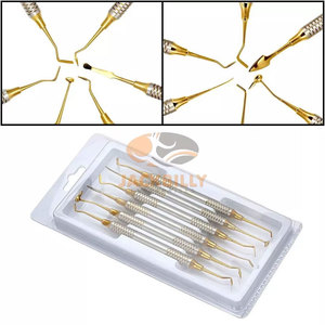 Juego de Instrumentos Dentales Restauradores de 6 Piezas, de Acero Inoxidable con Recubrimiento Dorado Premium, Antiadherentes, con Mango Ergonómico, CE - Product Image 3