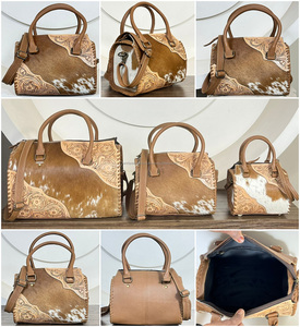 Sac fourre-tout tendance en cuir de vachette pleine fleur, fait main, style cowgirl, pour voyage, bureau, boutique - Product Image 3