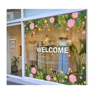 Custom Floral <b>Window</b> Sticker Transparent PVC Self Adhesive <b>Decal</b> Waterproof Clear Vinyl Display for Shopfront - Product Image 3