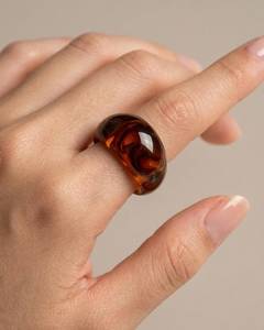 Amber Tone Resin Fashion <b>Ring</b> Oval Statement Band Vintage Accent Jewelry for Women by MN EXPOTRS - Product Image 2