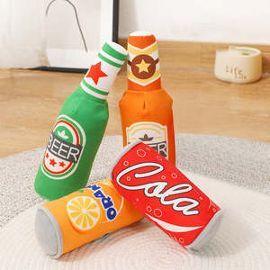 Interactive Molar Clean <b>Dog</b> Chew Toy Bite-Resistant Squeaky Wine <b>Bottle</b> & Beer <b>Bottle</b> Shaped Toy Plush Pet Chew Toy - Product Image 6