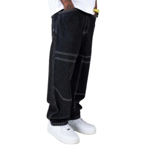 Wholesale Customised <b>Men</b> Baggy Wide Leg <b>Jeans</b> Denim Pants Breathable Casual Style Custom Embroidery Logo Street Wear Denim <b>Jeans</b> - Product Image 2