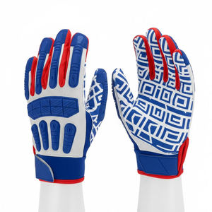 Outdoor Sports Gloves Blue Red White Embossed Pattern Non-Slip Design for Football Use - Product Image 1