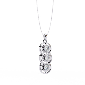 Collier pendentif en or blanc 14 carats pour femme avec triple pierre ronde en moissanite, bijou idéal pour cadeau ou soirée - Product Image 1