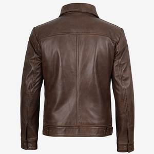 แจ็คเก็ตหนังแท้สไตล์วินเทจสำหรับผู้ชาย คอปกมาตรฐานสีน้ำตาล  ขายดี พร้อมปักโลโก้ตามสั่ง คุณภาพสูง เหมาะสำหรับฤดูหนาว - Product Image 2