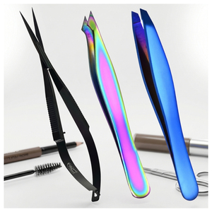 Pinzas Profesionales Inclinadas de Acero Inoxidable, Pinzas para Cejas con Punta Fina de Precisión para Vello Facial y Uso en Salones de Belleza - Product Image 1