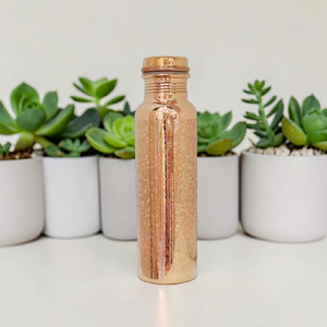 FAIZA CRAFT FC-9783 Hammered Copper Eco-Friendly Modern <b>Water</b> <b>Bottle</b> with Screw Lid Luxury Portable <b>Metal</b> Drinkware - Product Image 2
