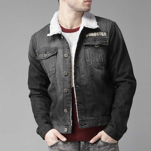 Veste en jean d'hiver pour homme, en coton de haute qualité, denim uni teint, vêtements pour homme - Product Image 1