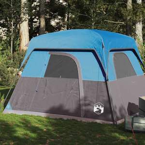 Carpa de Camping Impermeable Azul para 4 Personas, Tipo Cabaña, para Aventuras al Aire Libre - Product Image 1