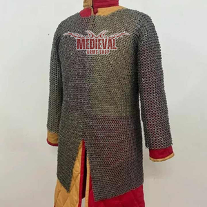 Armadura de Cota de Magas Medieval de Acero Suave Hecha a Mano, de Longitud Larga, con Anillos Planos Remachados, para Halloween y Reenactamiento - Product Image 3