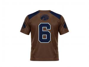 Maillot de football sublimé marron des Cougars numéro 6 très demandé, à manches courtes, uniforme d'équipe athlétique, maillot de sport respirant - Product Image 5