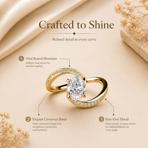 2 CTW Oval Cut Moissanite Infinity <b>Ring</b> Yellow Gold Open Wrap Engagement <b>Ring</b> Luxury <b>Statement</b> <b>Ring</b> For Women - Product Image 2