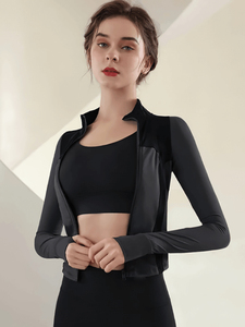 Custom Solid Breathable Lightweight Women's French Terry Long Sleeve <b>Workout</b> Fitness <b>Jacket</b> with Zipper Nylon/Cotton - Product Image 5