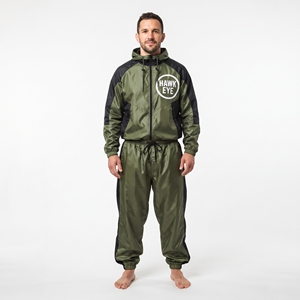 Ensemble de survêtement coupe-vent en nylon respirant et épais avec logo personnalisé, veste à capuche entièrement zippée et pantalon, vêtements de sport d'extérieur - Product Image 3