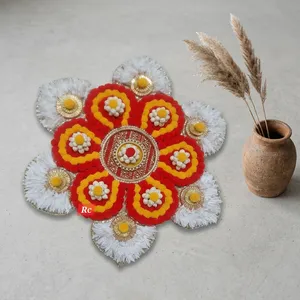 Décoration de sol en feutre non tissé en forme de fleur pour Diwali, faite à la main, style bohème, pour entrée et intérieur - Product Image 5