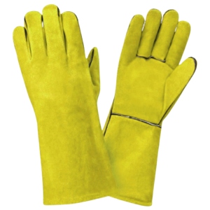 High Quality Red Cowhide Split Leather Gauntlet Gloves Heat & <b>Fire</b> Resistant for Construction Welding Firefighting-Safety Gloves - Product Image 3