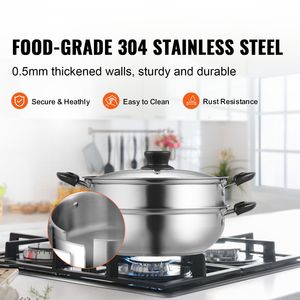 Pentola a Vapore in Acciaio Inox 304 di Grado Alimentare da 28cm/11 Pollici, Pentola da 3QT per Cucinare Verdure e Cuocere a Vapore - Product Image 2