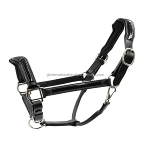 Harnais de luxe pour cheval en cuir verni, doublement rembourré, confort supplémentaire, avec ferrures en laiton nickelé robustes - Product Image 2