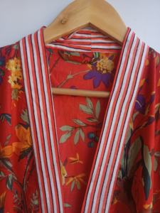 Bata Kimono Floral de Algodón para Mujer al por Mayor, Ligera, con Cinturón y Bolsillos, Calidad de Exportación - Product Image 5