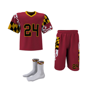 Men's Lacrosse Uniform Full 3-Piece Kit Sublimated Maryland Flag Design Jersey Shorts Crew <b>Sock</b> Set for Training - Product Image 6