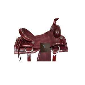 Brown Leather Western Barrel Racing Horse Saddle Floral <b>Hand</b> Tooled Hard Seat Rawhide Latigo Straps SS Fitting 10" to 18" Inch - Product Image 2
