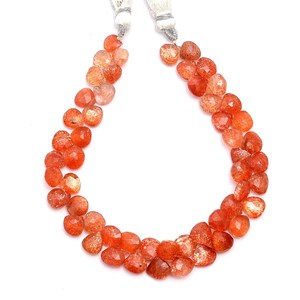 Perles facettées en forme de cœur en pierre de soleil naturelle d'Afrique, qualité AAA+, 5mm-8mm, pierres semi-précieuses en vrac pour la fabrication de bijoux - Product Image 1