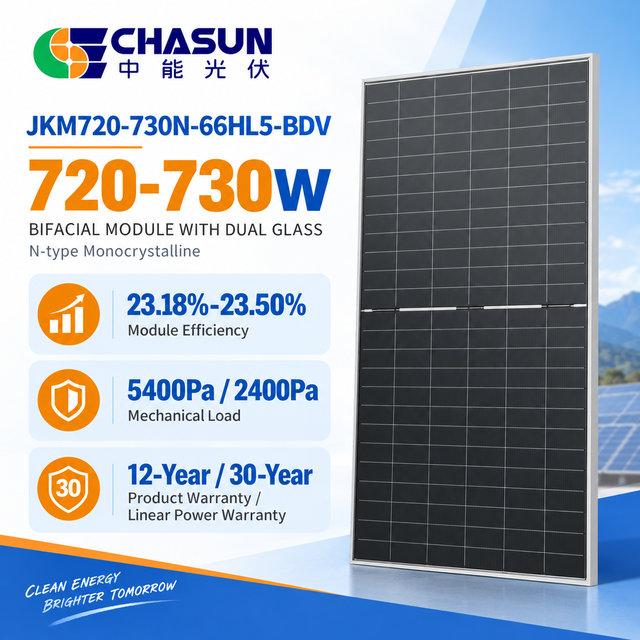 Jinko Tiger Neo JKM720-730N-66HL5-BDV 720W 725W 730W N Type TOPCon Bifacial Dual Glass Solar Panel PV Module for Solar Projects