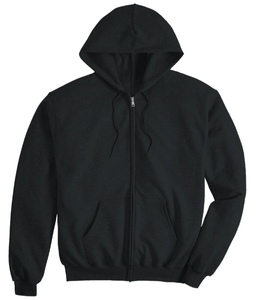 Sweat-shirt à capuche zippé noir pour homme, coupe classique, en molleton 100% coton, idéal pour l'automne - Product Image 2