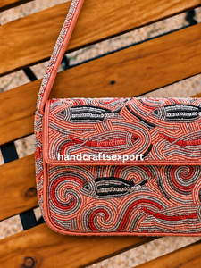 Bolso de Hombro Hecho a Mano con Cuentas de Color Rosa Coral para Mujer, Venta al Por Mayor, Bordado con Cuentas de Primera Calidad, Colores y Diseños Personalizados Disponibles - Product Image 5