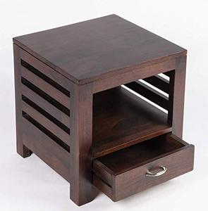 Sheesham Wood <b>Bedside</b> Table with 1 Drawer and Shelf <b>Storage</b> | Wooden Multipurpose Nightstand End Table Furniture for Living Room - Product Image 2