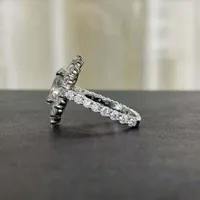 Belle bague de mariage pour femme en moissanite ovale Halo, plaqué or blanc 14 carats, argent sterling