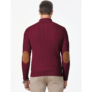 Men's Winter Wool Cable Knit <b>Pullover</b> <b>Sweater</b> Full Sleeve Thick Knitted Solid Color Front Logo - Product Image 4