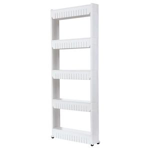 Carrello portaoggetti mobile a 5 ripiani con ruote, organizer scorrevole salvaspazio per dispensa - Product Image 4