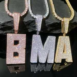 Colgante Personalizado con Letra Inicial M, Plata de Ley 925, Diamante Moissanita VVS, Estilo Hip Hop, Joyería con Letras del Alfabeto - Product Image 4
