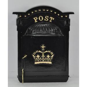 Black Coated Metal Mailbox <b>Wall</b> <b>Mount</b> <b>Mount</b> With Gold Crown Customizable Designs <b>Post</b> <b>Box</b> For Home Decoration - Product Image 2