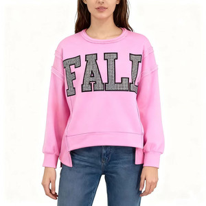 Pull en maille à col rond pour femme, couleur lavande, avec broderie de lettres Hawaïennes, coupe classique, style décontracté pour l'automne - Product Image 2