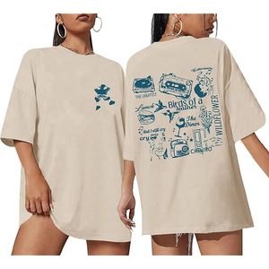 T-shirt pour femmes à manches courtes, style streetwear hip-hop surdimensionné, vente en gros, imprimé graphique, coton biologique écologique - Product Image 3