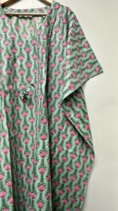 Caftán para Mujer, Cuello en V, Cierre con Cordón, Estampado Floral de Algodón, Corte Holgado, Secado Rápido, Transpirable, Ecológico, Vestido de Playa - Product Image 6