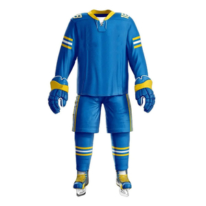Nouveaux ensembles d'uniformes de hockey sur glace personnalisés de haute qualité, vente en gros, vêtements d'équipe sportive sublimés, 100% polyester respirant - Product Image 3
