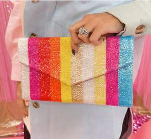 Handmade Colorful Seed Bead Clutch Purse <b>Metal</b> Frame Box Bag Women Evening Handbag Party Wedding Bridal Banquet Geometric <b>Wallet</b> - Product Image 6