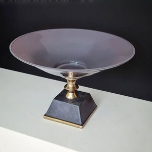 Golden Finished Round Shape Single Piece Classic Look Marble Base Unique Fantastic Design Dinnerware Bowls - Product Image 1