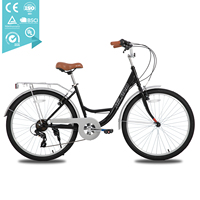 Vélo de plage complet HILAND 26 pouces pour adultes, cadre à enjambement bas 7 vitesses avec porte-bagages arrière, style rétro pour hommes et femmes