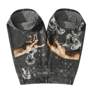 Shorts en jean tissé mi-long vintage pour homme, style streetwear d'été, coupe droite, imprimé graphique Hip-Hop, 100% coton, collection 2026, vente en gros - Product Image 6