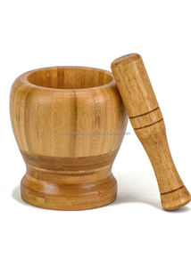 Smooth Wooden <b>Mortar</b> And Pestle Providing Comfortable Grip For Crushing Spices Roots Leaves And Seeds - Product Image 3