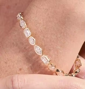 Handmade Wonders <b>Bracelet</b> 18k Yellow/ White/ Rose Gold Chain Moissanite <b>Bracelet</b> Bangle Diamond <b>Bracelet</b> Gift for - Product Image 2