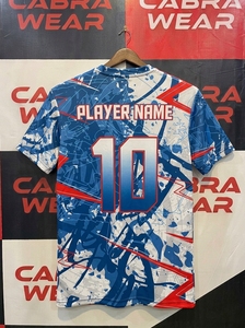 Maillot de sport imprimé par sublimation avec nom du joueur, col rond, manches courtes, polyester respirant, unisexe, vêtements de football, coupe classique - Product Image 3