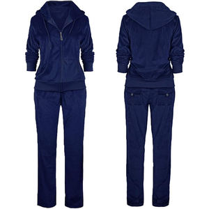 Conjunto Deportivo para Mujer con Cuello Alto, Chaqueta con Cierre Completo de Mezcla de Algodón y Poliéster, Pantalones Jogger con Bolsillos Laterales, Estilo Casual - Product Image 2