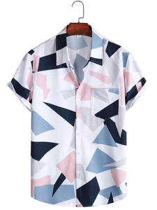 Camisa de Verano para Hombre, Corte Casual, Sin Plancha, Manga Corta, con Logotipo Personalizado, Ecológica, de Secado Rápido, con Botones, Rayas, Estilo Tropical, para Vacaciones - Product Image 1