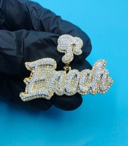 Colgante de Letra Hip Hop con Moissanita, Bañado en Rodio, Micro Pavé, Corte Brillante Redondo, Colgante Unisex - Product Image 1