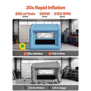 Potente Sistema di Filtraggio dell'Aria con Soffiatore da 550W, Cabina di Verniciatura Gonfiabile Triangolare 10x8.5x8.5 ft Modello D0100XFPH7U per Pittura - Product Image 4